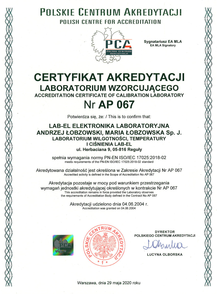 Certyfikat akredytacji