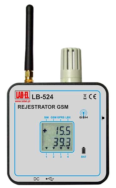 LB-524 is a GSM - temperature, humidity, pressure and light intensity recorder, powered by batteries and transmitting measurements via GSM